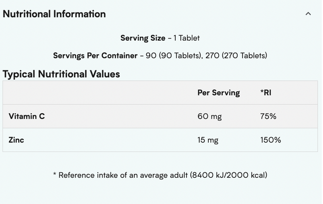 Myprotein Myvitamins Zinc 90 tablets